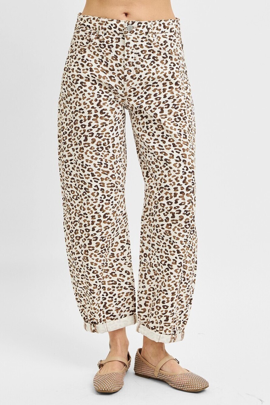 PGC-21146 | Risen Slouchy Cropped Barrel Jeans | Leopard Print | Sizes 25-31 - Picture 3 of 6